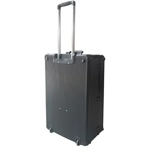 Set koper gaya, wadah troli aluminium dengan roda putar, koper perjalanan untuk koper