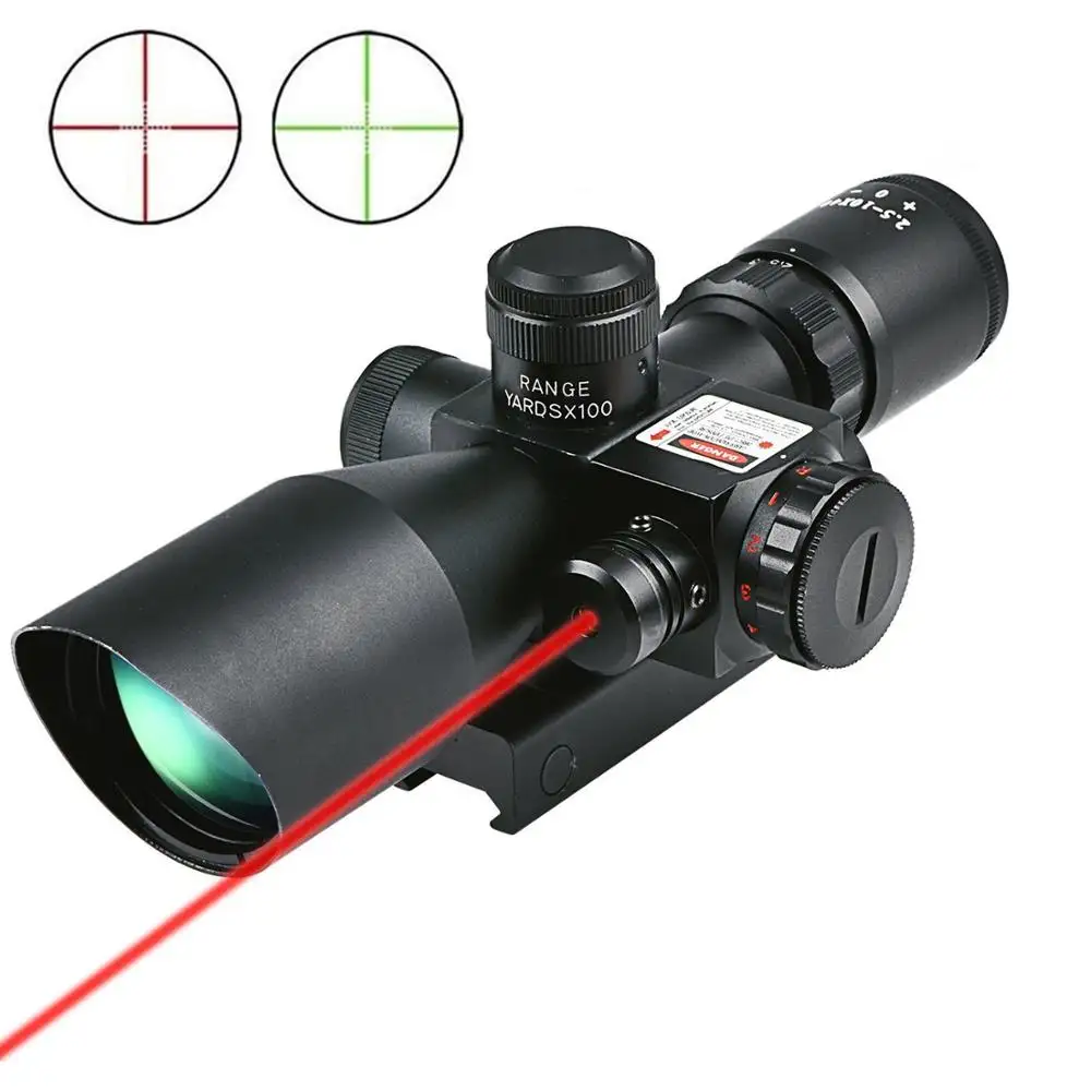 SPINA 2.5-10X40 Tactical Optical Sight Red Green Illuminated With Red Laser Spotting Scope For outdoor Hunting