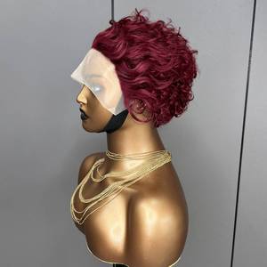 <span class=keywords><strong>Pixie</strong></span> Curl Korte Pruik Super Dubbel Getrokken Pruik Kant Voorkant Voor Vrouwenmaagdelijk Menselijk Haar Zacht Licht Voor Zwarte Vrouwen Dagelijks Feestgebruik - Product Image 4