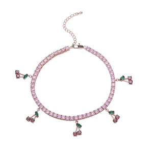 4Mm Women's Cherry <b>Anklet</b> Temperament Zircon Adjustable Shiny <b>Anklet</b> - Product Image 5