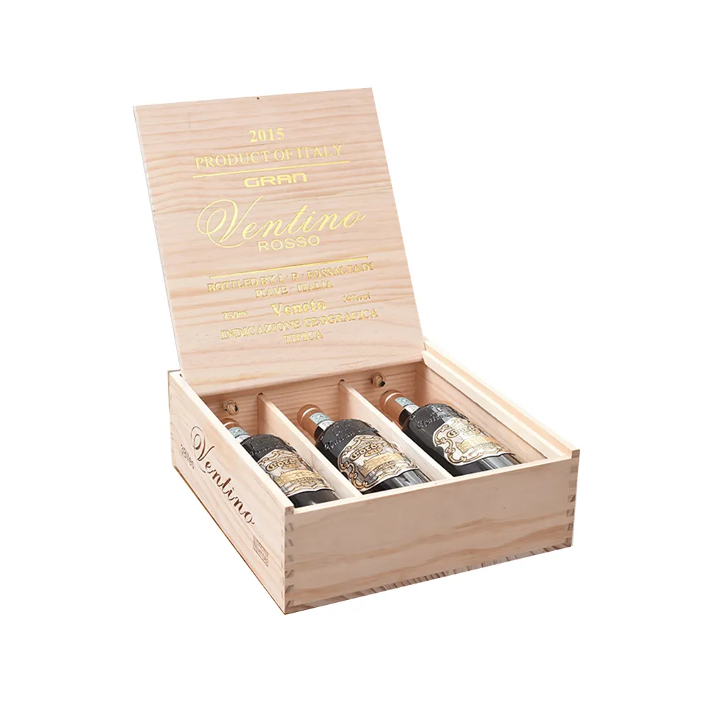 Caja de madera portátil para vino, caja de regalo de madera para vino, embalaje de regalo