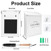 Poubelle à peluches magnétique avec brosse pour la décoration de la buanderie, boîte à peluches murale en métal, poubelle à peluches avec couvercle pour sèche-linge