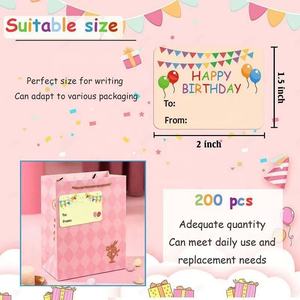 Adesivi Colorati per <span class=keywords><strong>Auguri</strong></span> di Buon <span class=keywords><strong>Compleanno</strong></span> 1.5x2 Pollici, Prezzo di Fabbrica, Vendita Calda, per Bouquet e Regali - Product Image 2