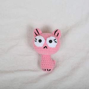 Mignon fil Crochet dessin animé créatif petit chat noir pendentif à la main Crochet <span class=keywords><strong>Couple</strong></span> <span class=keywords><strong>porte</strong></span>-clés sac décoration - Product Image 5