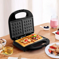 Mini gaufrier électrique personnel en acier inoxydable avec plaques grill interchangeables pour gaufres, hash browns et toast grillé