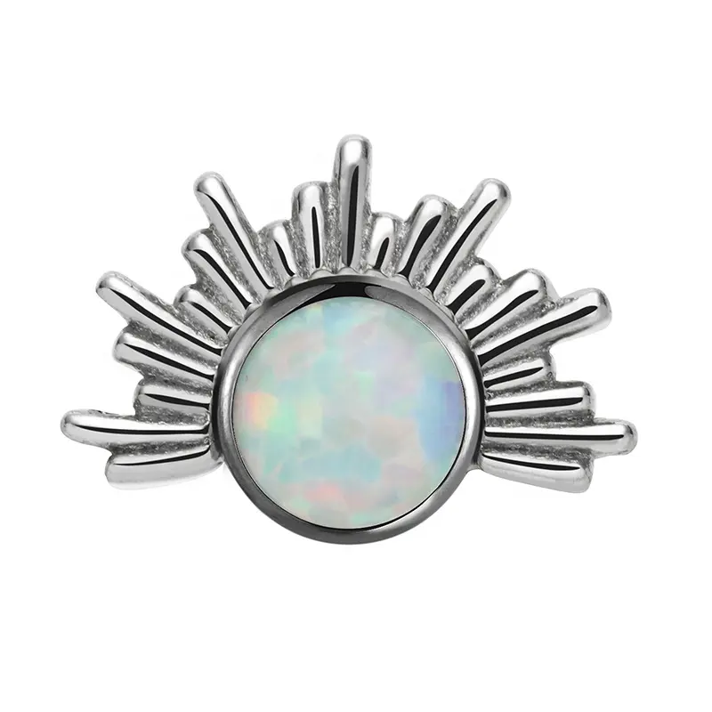 Giometal G23 Titanium Opal Eyelet Threadless End Tragus Helix Conch Labret Daith Cartilage Piercing Jewelry Wholesale