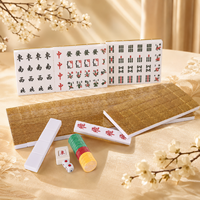 Jeu de Mahjong Personnalisé Double Couche en Acrylique avec Bord Doré, Motifs de Déesse de la Richesse et Fleurs, Tuiles de Mahjong Américaines, Jeu de Loisirs