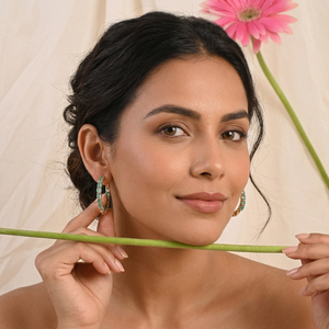 Natural Emerald <b>Hoop</b> <b>Earrings</b> 925 Sterling <b>Silver</b> & 14K <b>Solid</b> Gold Fine Jewelry OEM ODM Wholesale Supplier - Product Image 5