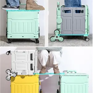 Climbings Plastic Portable Mini Folding Luggage Trolleys Supermarket Foldable Small Shopping Trolleys Bag Shop Cart