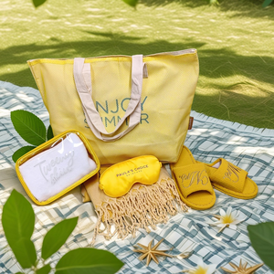 Bolsas de viaje Oxford reutilizables ODM/OEM para mujer, toalla de malla amarilla, bolsa de lona de almacenamiento para el cuidado de la piel con bonita bolsa impermeable de PVC con etiqueta - Product Image 6