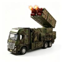 Lanceur de missiles électrique en alliage 1:32, jouet militaire sonore et lumineux avec canon à ressort, canon à canon coulissant, voiture de jouet d'intérieur musicale