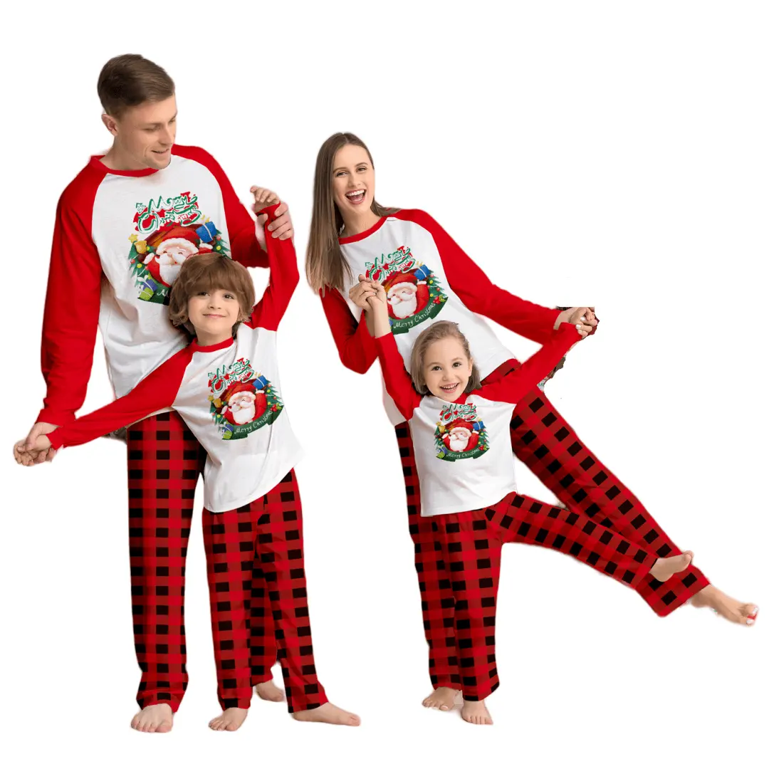 2022 individueller Druck Sublimation Weihnachten Winter warme weiche Hosen Pyjama-Set passend Weihnachts-Pyjamas für Familie