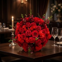 Boule de roses artificielles en soie rouge de 80 cm de haute qualité pour décoration de table de mariage, centre de table personnalisé, impression Tuoji, vente en gros 80 cm
