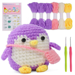 Kit de Crochet Créatif Animal de Dessin Animé Pingouin - Matériel de <span class=keywords><strong>D</strong></span>écoration en Coton Écologique Fait Main DIY - Product Image 6
