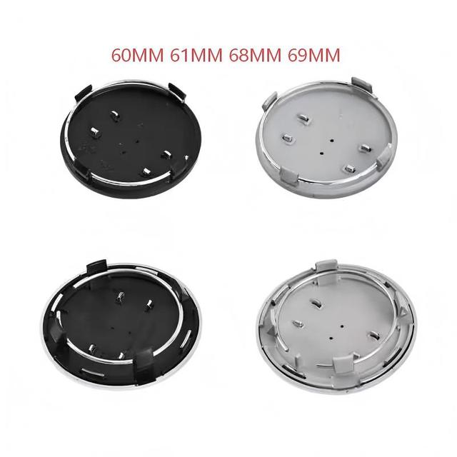 Snap-On ABS Wheel Cover 60MM 61MM 68MM 69MM Black Chrome for Audi Universal Fit