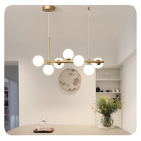 Liangte personnalisé nordique moderne or luxe lustre Rectangle boule de verre suspension pour maison bureau cuisine île décorative