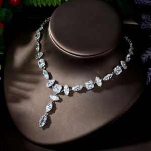 HIBRIDE новейший дизайн AAA CZ роскошный женский комплект украшений N-1286 включает в себя серьги и ожерелье для свадебных вечеринок - Product Image 5