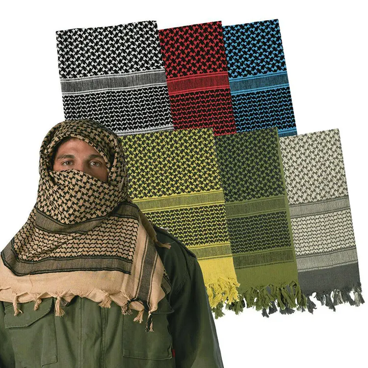 oem the Middle East Wholesale plaid Muslim Tactical Desert Shemagh KeffIyeh Arab Men Long Winter Scarf Wrap Cotton