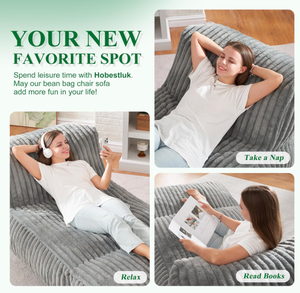 大型ビーンバッグラウンジャーチェア大型ビーンバッグチェアビーンバッグソファメモリーフォーム付きリビングルーム用人気商品 - Product Image 5