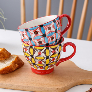 Taza de café de avena de cerámica pintada a mano de estilo mexicano MSH - Product Image 3