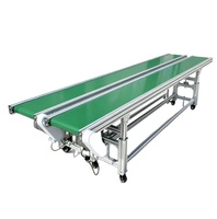 Konveyor Sabuk Lini Perakitan Kecil, Sabuk PU Food Grade, Profil Aluminium untuk Mesin Cetak Injeksi, Transportasi Paket
