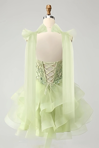 Vestido <span class=keywords><strong>de</strong></span> tul con capas y tirantes <span class=keywords><strong>de</strong></span> lazo, encaje estrellado, apliques tridimensionales, vestido corto <span class=keywords><strong>de</strong></span> lentejuelas para baile juvenil, personalizado - Product Image 2