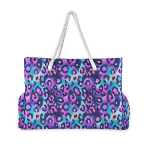 Bolsa de Playa de Gran Capacidad con Estampado de Leopardo, Bolsa de Mano Personalizada para Mujer, para Verano, Aire Libre, Playa y Picnic, con Asa de Cuerda - Product Image 2