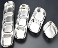 Plateaux de service carrés modernes en acier inoxydable avec gravure et incrustation dorée pour la restauration, écologiques