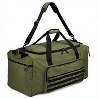 TONRUYN Sac de sport tactique unisexe extra large 120L en denim avec compartiment à chaussures, fermeture éclair robuste, polyester vert