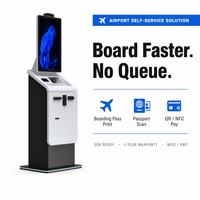 Kiosco de Pago de Autoservicio para Aeropuertos con Pantalla Táctil, Impresora de Etiquetas de Equipaje, Escáner de Pasaportes, Lector de Códigos QR y SDK