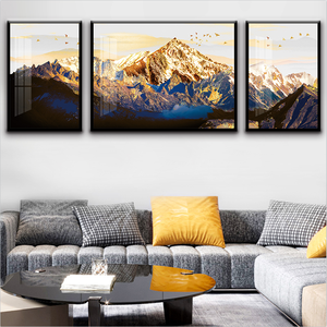 Set <span class=keywords><strong>di</strong></span> 3 Gold Mountain Abstract Wall Art - Modern Canvas Wall Decor soggiorno Office Painting Decoration landscape - Product Image 4