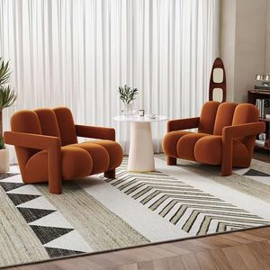 Sillón Individual Color Crema, Tapicería Suave, Silla de Salón de Diseño Moderno, Silla de Balcón, Juego de Mesa de Centro - Product Image 1