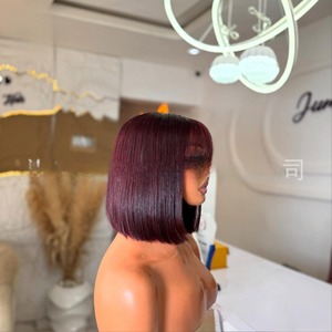 5by5 DD Straight Bob Peluca de cabello humano con flequillo de encaje Peluca con flecos - Product Image 2