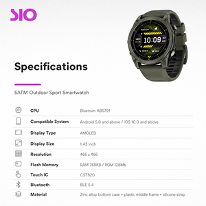 สมาร์ทวอทช์ 1.43 นิ้ว AMOLED 466 x 466 กันน้ำ 5ATM แบตเตอรี่ 530mAh รองรับการโทรด้วยเสียง AI พร้อมไฟฉาย LED ขายส่ง OEM - Product Image 3