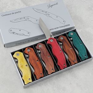 Cuchillo de Bolsillo Pequeño con Mango de Madera y Diamantes de Varios Colores, 3cr13, Cuchillo Plegable Mini para Pelar Frutas, Regalos Promocionales, Juego de Cuchillos para Exteriores - Product Image 3