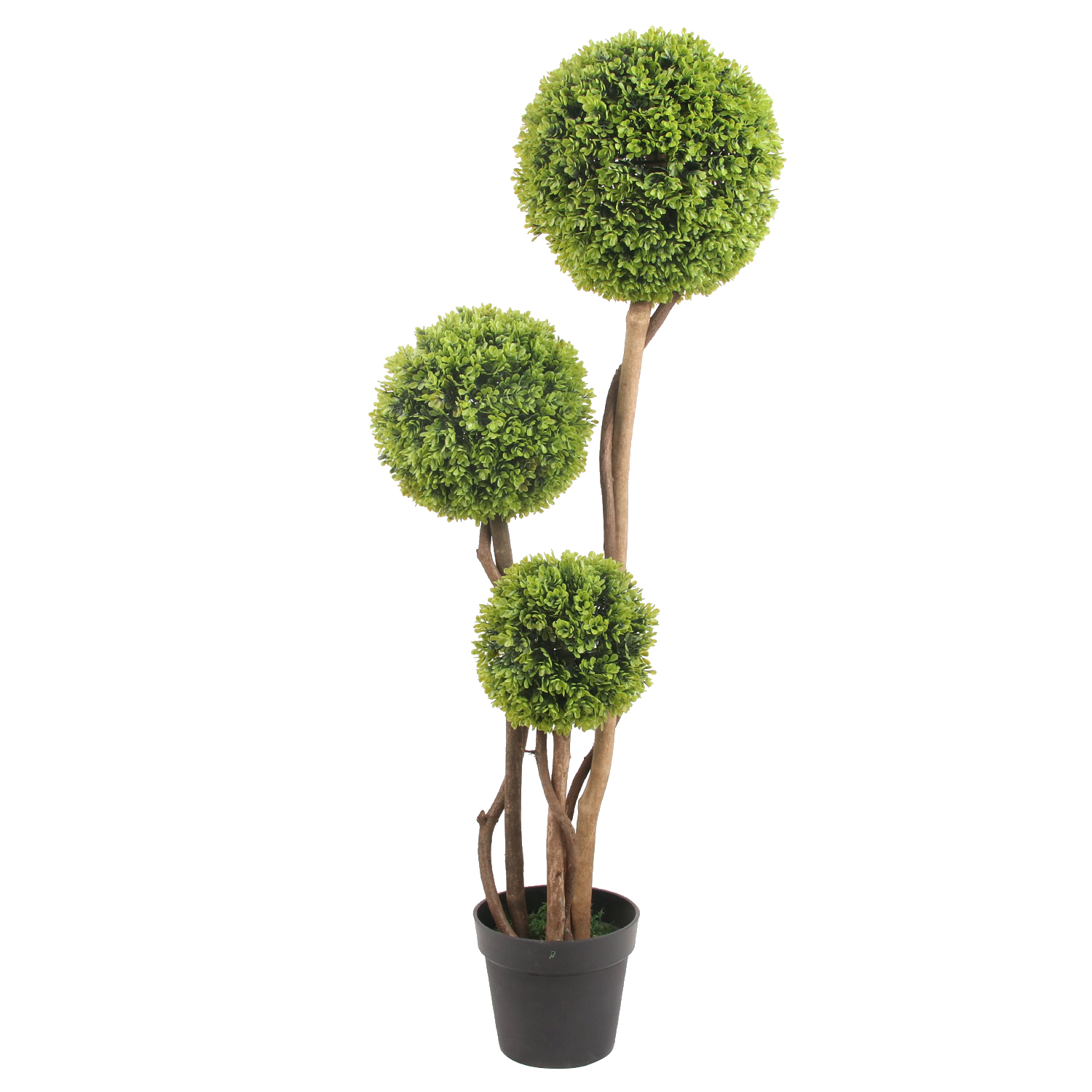 Arbre topiaire artificiel en buis à triple boule 120 cm