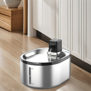 CITICITY Distributeur d'eau intelligent 2-en-1 pour animaux de compagnie, 4L, à circulation automatique, élégant, portable, en acier inoxydable - Product Image 1