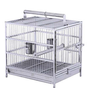 Grande cage à oiseaux en acier inoxydable 304 pour calopsites, agapornis et mynas - Cage de reproduction de luxe en acier inoxydable 304 - Product Image 1