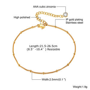 Anmu-tobillera básica de verano para mujer, joyería con cuentas de acero inoxidable para decoración de pie - Product Image 3