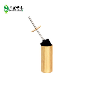 Factory direct sales of bamboo toilet brush <b>sets</b>, round and <b>square</b> toilet brushes with bases, practical toilet brush holders. - Product Image 2