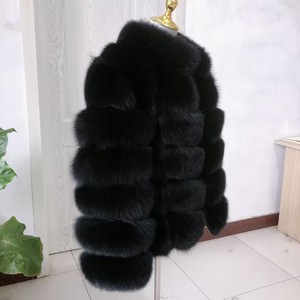 HUA QIU MEI SI <span class=keywords><strong>Cappotto</strong></span> in Vera <span class=keywords><strong>Pelliccia</strong></span> di Volpe Naturale da <span class=keywords><strong>Donna</strong></span>, Stile Quadrato <span class=keywords><strong>Nero</strong></span>, Personalizzabile in Vari Colori - Product Image 3