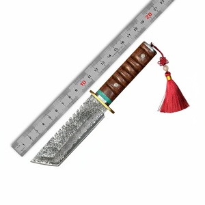 Cuchillo de bolsillo de hoja fija Watchmen de acero de Damasco de alta calidad con mango de madera DIY y hoja de acero inoxidable, personalizable OEM para camping - Product Image 6