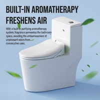 Siège de toilette intelligent de luxe moderne avec bidet intégré, 5 fonctions, télécommande dorée, chauffage de l'eau, en plastique, à poser au sol