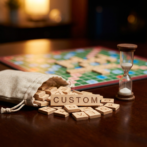 Jeu de société éducatif pliable personnalisé avec tuiles de lettres en bois, puzzle de <span class=keywords><strong>mots</strong></span> croisés, minuteur sablier et emballage en boîte en papier - Product Image 4
