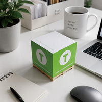 Bloc-notes autocollant cube personnalisé en gros avec porte-palette en bois papier mémo imprimé logo écologique pour le bureau et les cadeaux