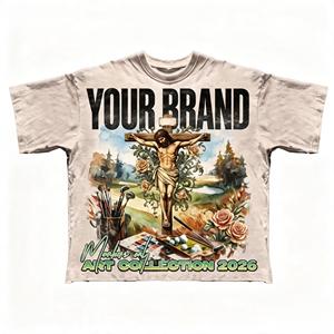 T-shirt de luxe 280 GSM pour homme, 100 % coton biologique, coupe ample, style streetwear, logo personnalisé, vente en gros, t-shirt vierge pour homme, OEM - Product Image 2