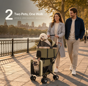 Carrito de Paseo Plegable para Dos Mascotas, con Marco Metálico Desmontable y Malla, con 4 Ruedas - Product Image 4