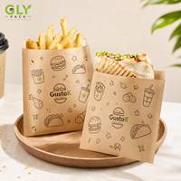 Sacs à sandwich en papier kraft imprimés sur mesure GLY PACK, résistants à la graisse, avec doublure en cire de qualité alimentaire, pour emballages de burgers, frites et plats à emporter