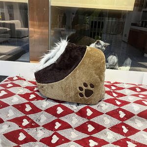 Cama para Mascotas con Diseño de Huella de Gato, Cálida para Invierno, Desmontable, Lavable, Semicerrada, Casa para Gatos, Universal para las Cuatro Estaciones, Cama para Perros - Product Image 6