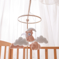 Mainan Gantung Beruang Kecil dari Polyester Cloud untuk Tempat Tidur Bayi, Mainan Penenang untuk Bayi Baru Lahir, Dekorasi Tempat Tidur yang Membantu Tidur, 0-6 Bulan